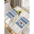 thumbnail image 5 of Blue Striped Placemats Set of 8, Farmhouse Modern Stripes Placemats for Dining Table, Place Mats for Kitchen Tabletop, Waterproof Wipeable Dining Table Mats Set, 5 of 9