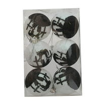 Halloween Tree Ball Ornaments 2.4 Inch Halloween Tree Decorations Glitter Black Orange Sequin Balls for Christmas Party Decor, 6pcs