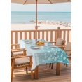 thumbnail image 2 of Outdoor Table Cloth with Umbrella Hole and Zipper, Weeping Flowers Waterproof Rectangle Tablecloth 60"x102", Teal Ombre Spring Floral Botanical Art Washable Table Cover for Outside Party Patio Picnic, 2 of 8