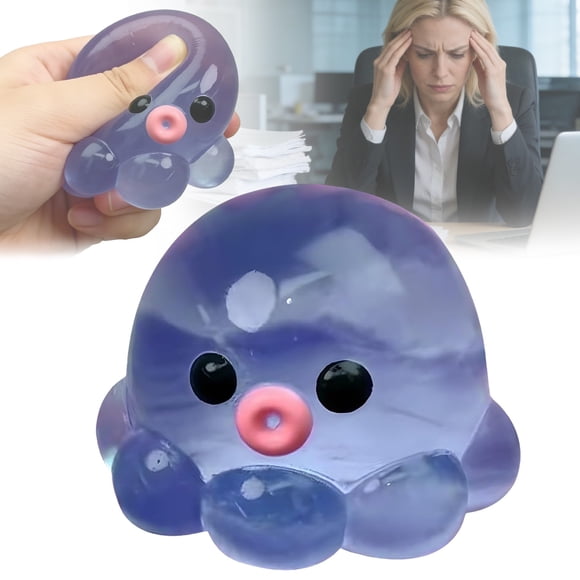 Squeeze Octopus Squishy Stress Toy, Squeeze Balls Squishys Fidget Toys, Octopus Stress Balls for Kids Adults, Squishy Toy Octopuss Ultra Soft Silicone Squeezes StressRelief Toys,Makeup Organizers