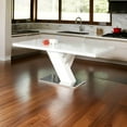 thumbnail image 6 of Benjara 63 Inch Dining Table, Modern White Lacquered Rectangular Top, Steel Base, 6 of 6