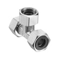 thumbnail image 6 of Uxcell G1/2 Female 3 Way Swivel Nut Tee Pipe Fitting, Nickel-Plated Copper, 6 of 6