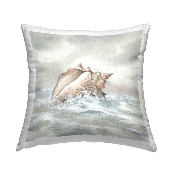 Stupell Industries Washed Ashore Conch Sell Decorative Printed Throw Pillow Design by Carol Robinson.
