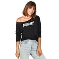thumbnail image 2 of Mummy Women's Fashion Slouchy 3/4 Sleeves Raglan Lightweight Sweatshirt Black X-Large, 2 of 3