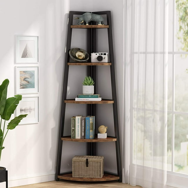 Tribesigns 70 inch Tall Corner Shelf, 5 Tier Ladder Bookshelf Bookcase