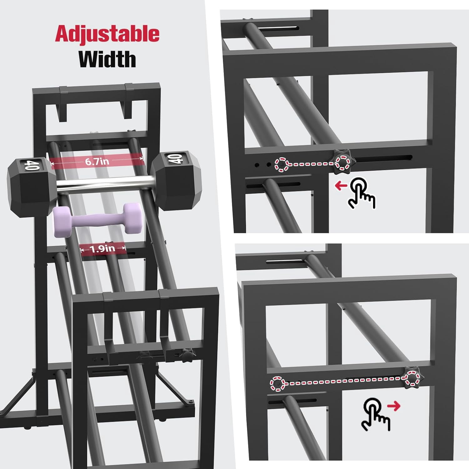 3-Tier Adjustable Dumbbell Rack Stand - Heavy-Duty Carbon Steel Weight Storage Organizer for Home Gym, Easy Assembly, 450 lb Capacity for Dumbbells & Kettlebells