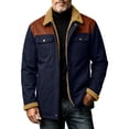thumbnail image 2 of Gamivast Trucker Jackets for Men Fleece Lined Color Block Corduroy Jacket Button Down Casual Fall Winter Warm Outerwear with Pockets Navy XL, 2 of 6