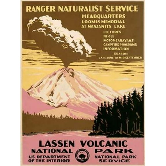 Lassen Volcanic National Park ca. 1938 Poster Print by Ranger Naturalist Service