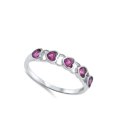 thumbnail image 4 of CHOOSE YOUR COLOR Women's Heart Simulated Ruby Promise Ring .925 Sterling Silver Band Red CZ Female Size 8, 4 of 4