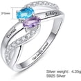 thumbnail image 4 of 925 Sterling Silver Customized Name Rings with 2 Oval Cut Simulated Birthstones for Women Personalized Mothers Ring Twisted Eternity Bands with 2 Names, 4 of 5