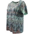 thumbnail image 2 of Plus Size Women's Short Sleeve Burnout V Neck Rhinestone Blouse Tee T-Shirt Fashion Top Green 3X (16.045), 2 of 4