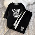 thumbnail image 4 of Traje de moda coreana para hombre, con estampado de gofres, camiseta de manga corta y pantalones cortos, conjuntos de ropa deportiva para hombre, chándal para correr, conjunto de 2 piezas, trajes esta, 4 of 5