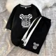 thumbnail image 4 of Traje de moda coreana para hombre, con estampado de gofres, camiseta de manga corta y pantalones cortos, conjuntos de ropa deportiva para hombre, chándal para correr, conjunto de 2 piezas, trajes esta, 4 of 5