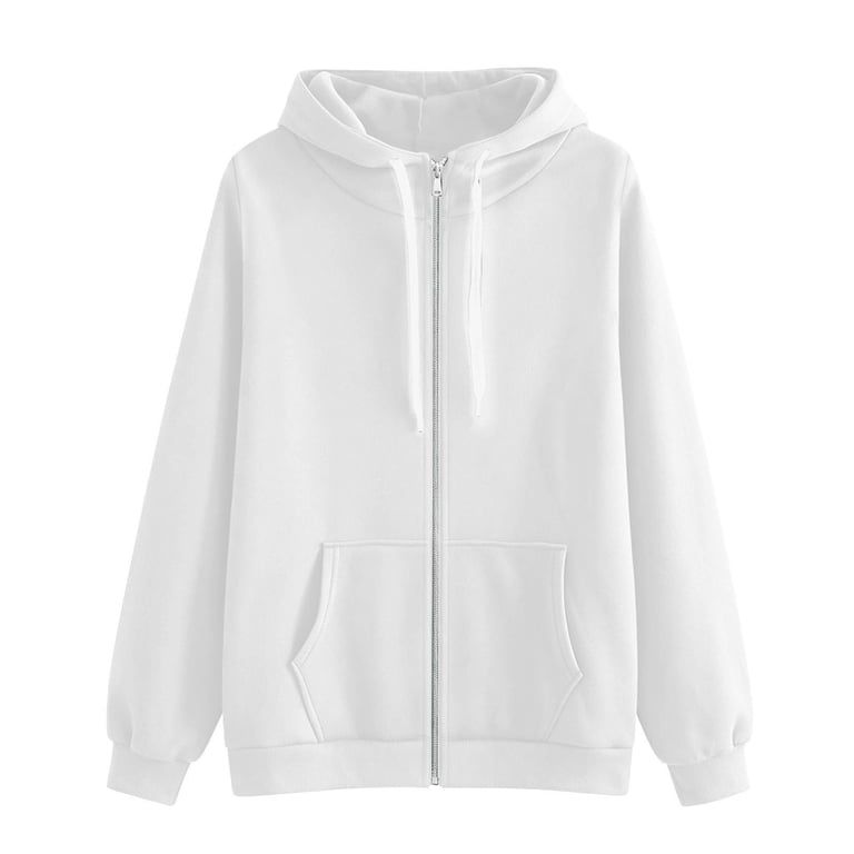 Zip Up Hoodie Women Long Sleeve Turtleneck Solid Full Zip Loose