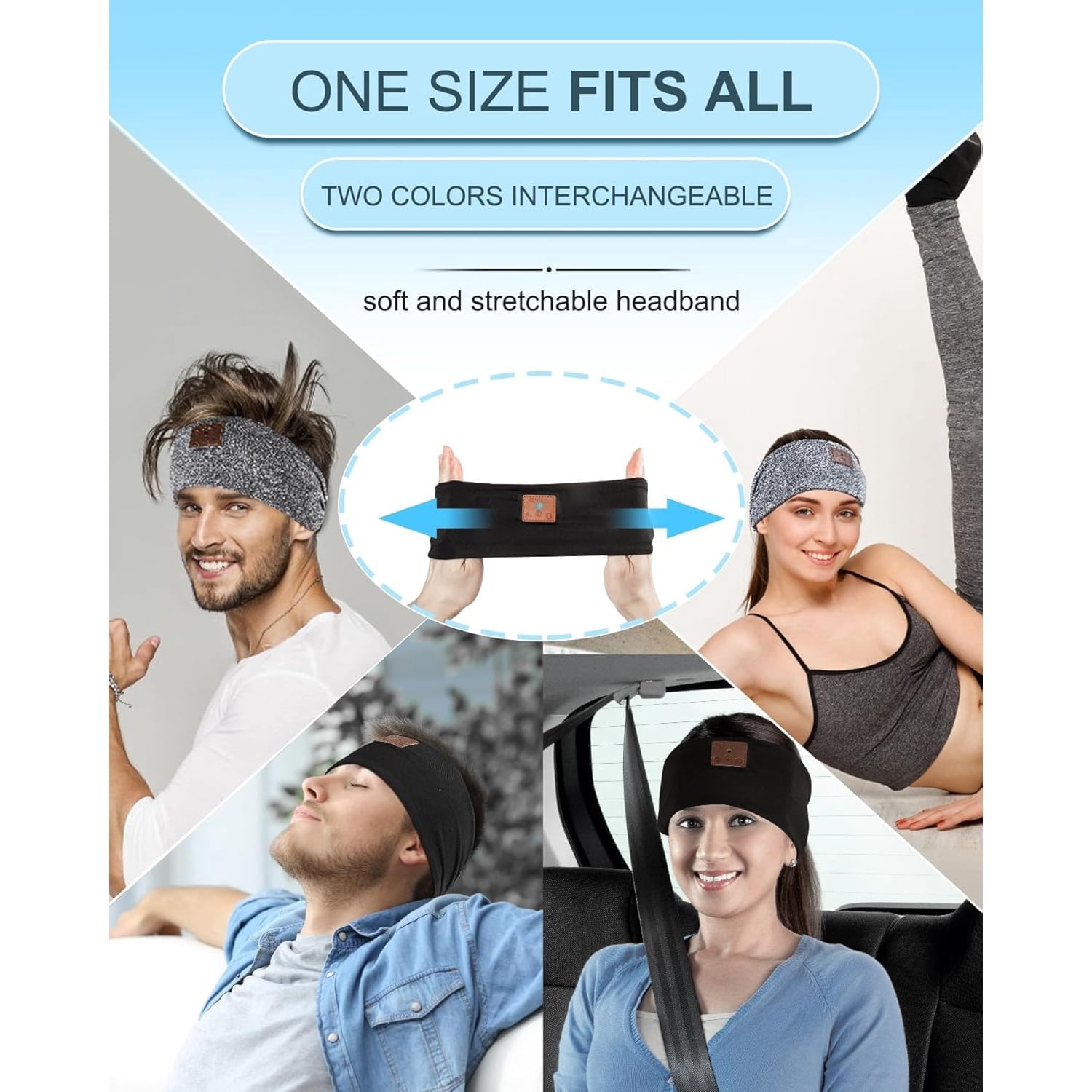 2-Pack Sleeping Headphones, Headband with Ultra-Thin HD Stereo Speaker, Bluetooth Headband Headsets for Sports, Workouts, Insomnia, Yoga, Air Travel, Meditation Gym