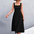 thumbnail image 2 of IROINNID Sleeveless Square Neck Dress For Women Fashion Summer Casual Backless Square Collar Long Dress Solid Color Knee-Length Empire Dress, 2 of 4