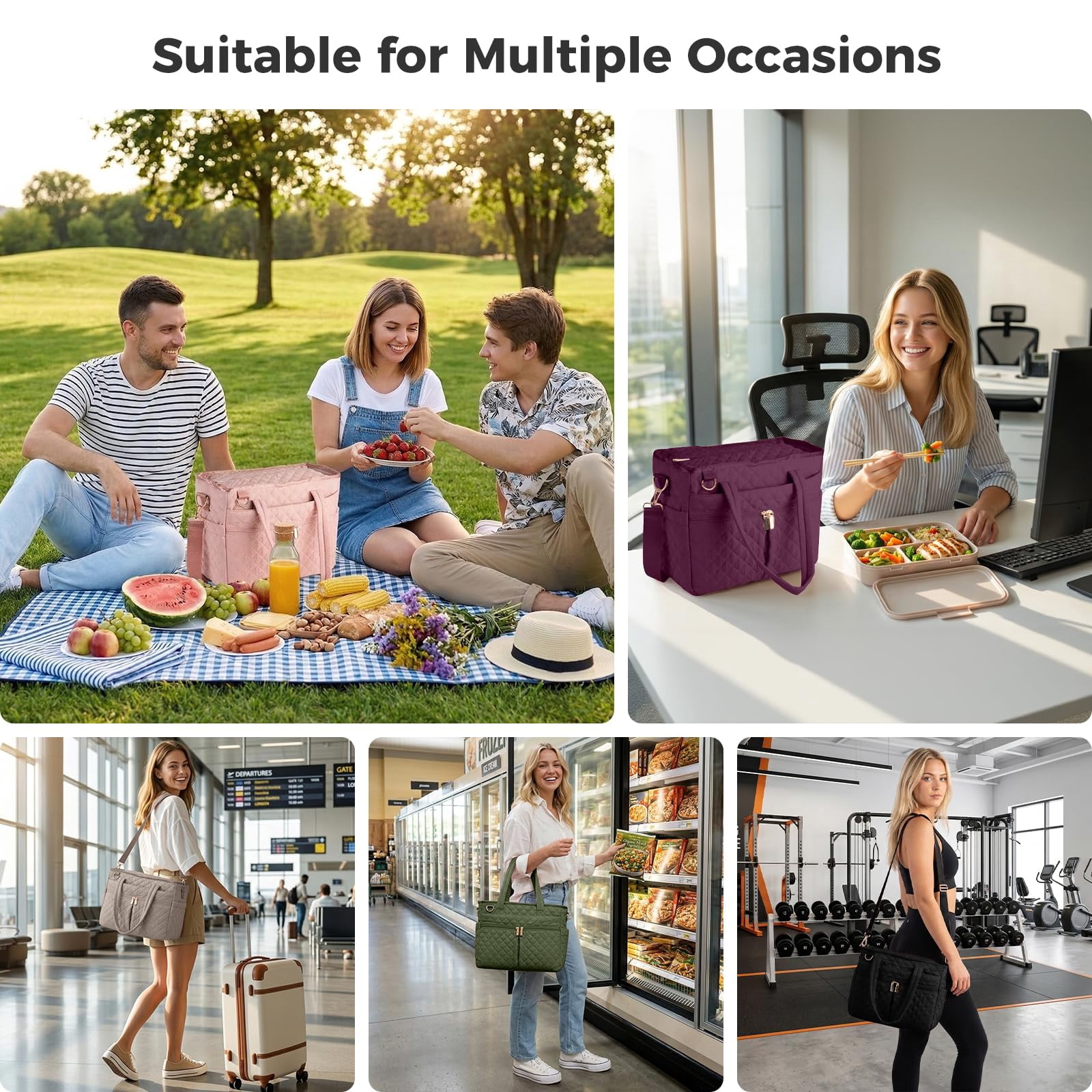 Extra-large Lunch Bag  Box Insulated For Women Tote Soft Cooler Work Outdoor Picnic Trips