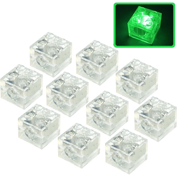 Lights Bricks, 10PCS 2x2 Classic Light Up Bricks Accessories Kits, Transparent LED Accessories Pack, Parts Pieces Building Blocks Set Toys