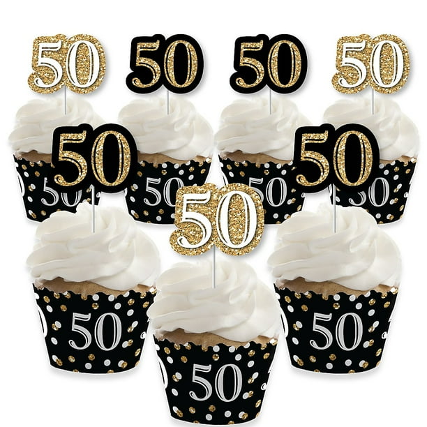 Adult 50th Birthday Gold Cupcake Decoration Birthday Party