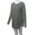 thumbnail image 6 of A2Y Women's Premium Solid Long Sleeve Round Hem Crew Neck Top Shirt Charcoal 1XL, 6 of 7