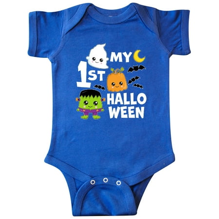 

Inktastic My 1st Halloween with Ghost Monster and Pumpkin Gift Baby Boy or Baby Girl Bodysuit