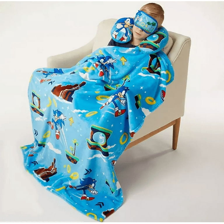 Sonic Kids' Travel Set, Microfiber Plush Neck Pillow (includes