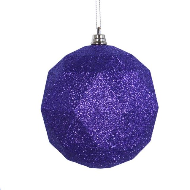 4.75 in. Purple Glitter Geometric Christmas Ornament Ball - 4 per Bag