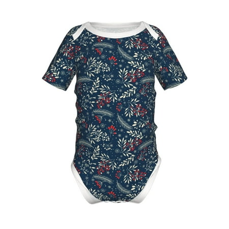 

Adobk Leaves Snowflakes Print Baby Climbing Clothes Jumpsuit Rompers Classic Rompers Child Short sleeve Bodysuits-9M