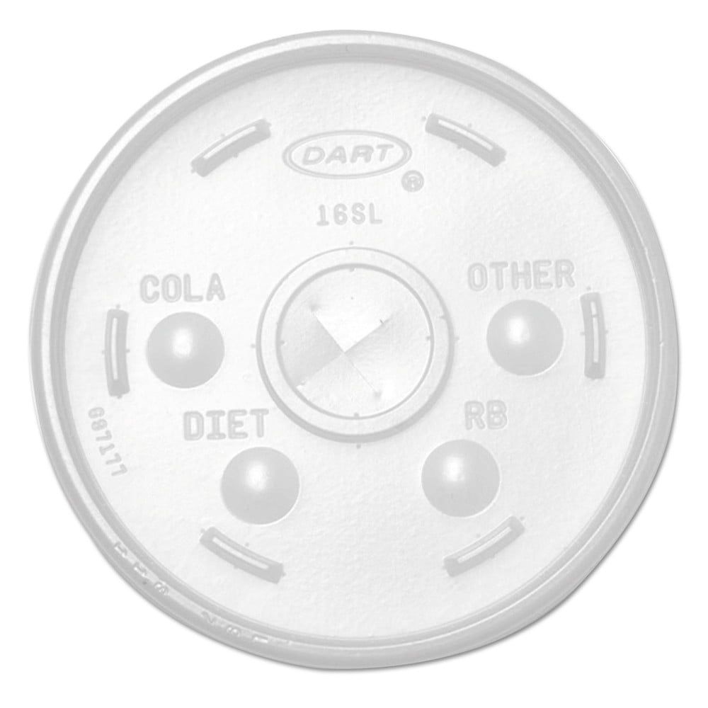 Dart 16SL Plastic Lids, for 16oz Hot/Cold Foam Cups, Slip-Thru Lid, White (1000/Carton)