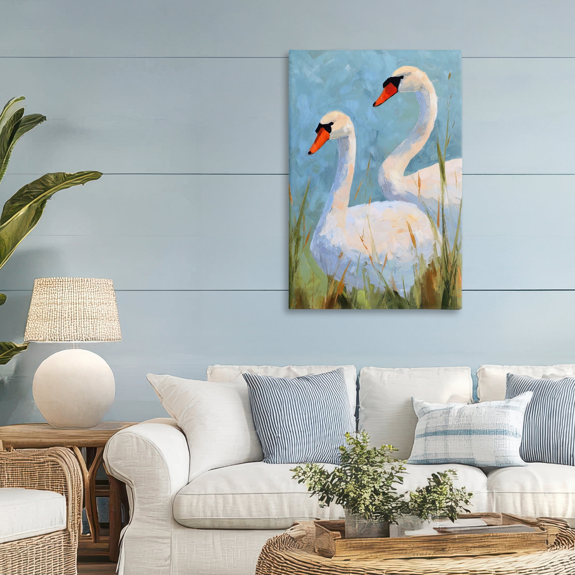 Stupell Industries Long Necks Swan Pear Canvas Wall Art, design by Petal Prints Design