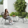 thumbnail image 3 of Dovov 3 Piece Patio Acapulco Furniture Bistro Set, Outdoor Bistro Set Acapulco Chairs All-Weather Rattan Wicker Chairs with Plastic Rope and Coffee Table, Black, 3 of 12