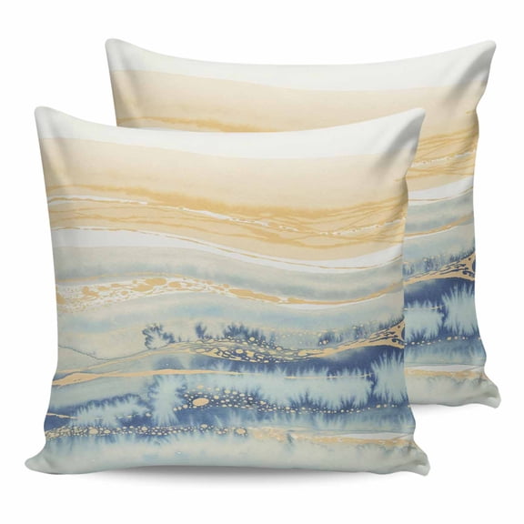 Pillow Covers 20x20 Set of 2, Yellow Blue Ombre Throw Pillow Covers Decorative Couch Cushion Cover, Abstract Modern Art Fluid Striped Microfiber Soft Square Pillowcases for Bedroom Living Room Sofa