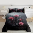 thumbnail image 2 of Homewish Happy Valentines Day Full Size Comforter Sets,Romantic Red Rose Bedding Comforter Set,Chic Flower Floral Bedding Sets For Girls Kids,Breathable Home Decor Reversible,3-Piece, 2 of 8