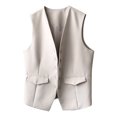 thumbnail image 4 of Traje de mujer Chaleco Abrigo Botón Invierno Sin mangas Con cuello en v Prendas de abrigo sólidas Fridja qr968, 4 of 9