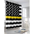 thumbnail image 3 of Thin Yellow Shower Curtain, Line Gold Emergency Dispatchers Truck Flag Waterproof Shower Curtain Set with 12 Hooks Lightweight Washable Fabric Shower Curtains for Bathroom 36x72 Inches, 3 of 6