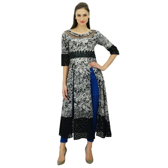 Bimba Women Designer Custom Kurta Tunic Top Long Front Slits Kurti Dress