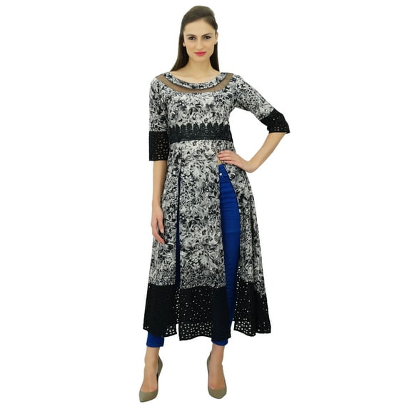 Bimba Women Designer Custom Kurta Tunic Top Long Front Slits Kurti Dress