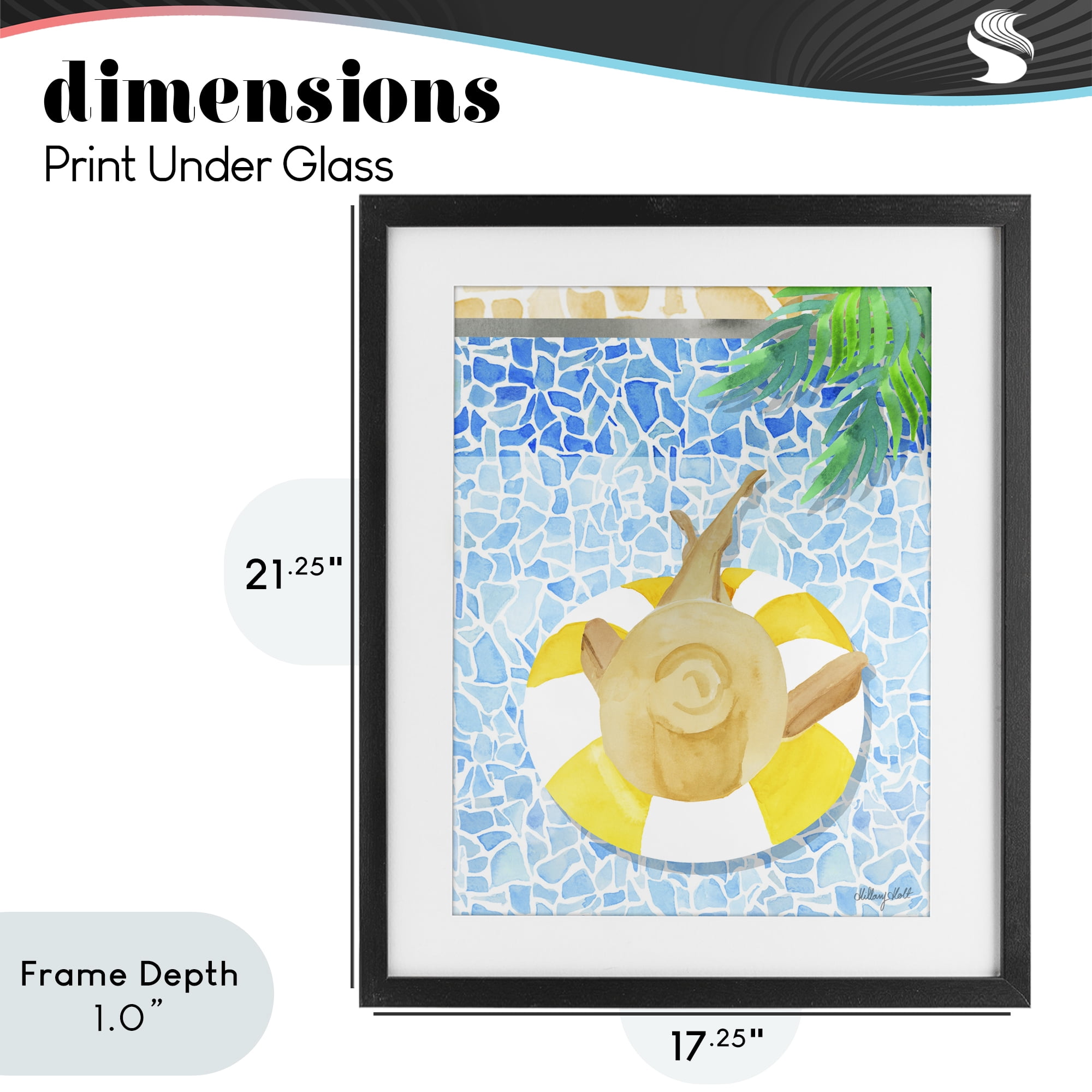 Stupell Industries Summer Poolside Drift Black Framed Print Under Glass, design by Hillary Holt