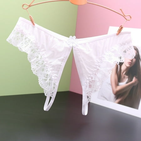 

FZM Womens Panties Slit Free Lace Thong Low Waist Sexy Lace Trim T Panties