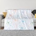 thumbnail image 4 of Horizontal Flannel Blanket Is Light Warm Soft Anti-Pilling Anti-Wrinkle Anti-Allergy And No Hair Loss For Bed And Sofa Camping Travel Watercolor Thin Rainbow Ribbon Bow Pattern, 4 of 8