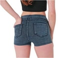 thumbnail image 3 of Hvot&aat Women Summer High Waist Scrunch Butt Lifting Shorts Luscious Curvy Yoga Denim Pants with pockets, 3 of 5