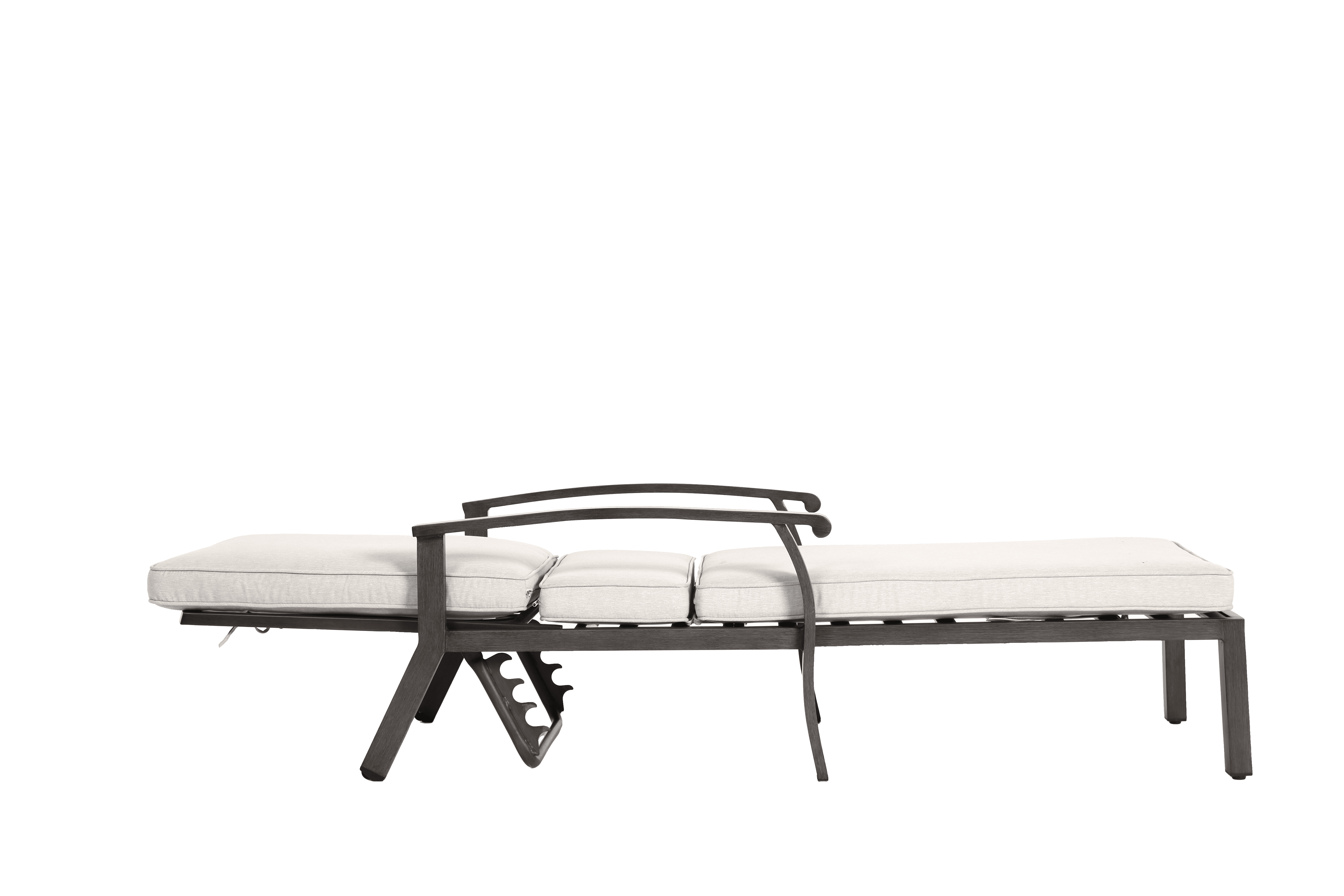 Aluminum Cast Poolside Chaise Lounge with 5 Adjustable Reclining Positions and Wheels, Weather-Resistant Outdoor Lounger for Patio and Deck, Beige