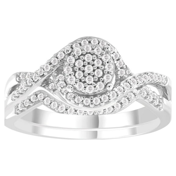 Brilliance Sterling Silver 1/3 CTTW Diamond Bridal Set, Women, Engagement, White