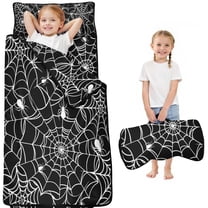 White Spider Webs and Spiders Toddler Nap Mats for Kids Preschool,50"x20" Sleeping Mat Bag or Kids,Toddler Sleeping Bag,Toddler Nap Mat or Daycare