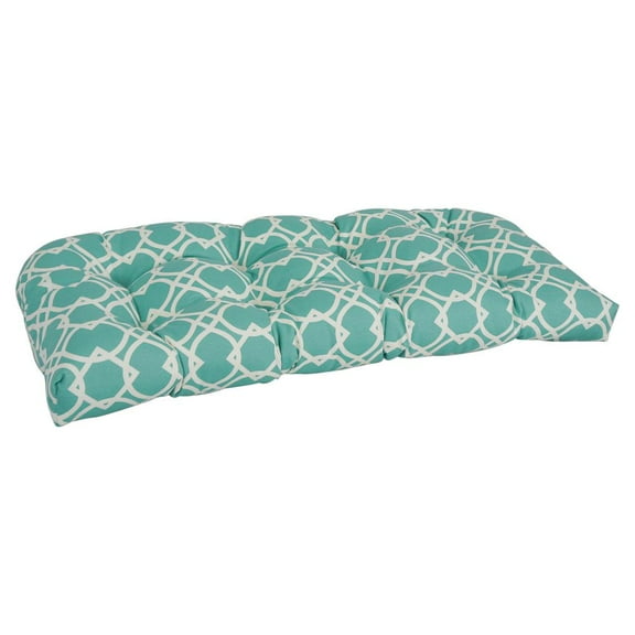 Blazing Needles Rounded Back Tufted Outdoor Loveseat Cushion, 42 x 19, Elipse Pool