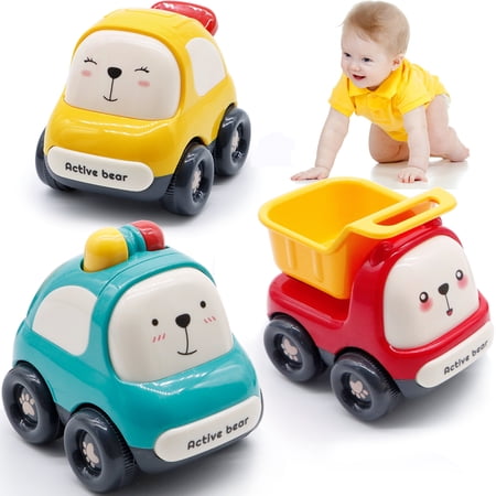 MOONTOY Truck Car Toys for 1 Year Old, Baby Toys 12-18 Months, Infant Play Vehicle Set, Toddler Toys Age 1-2, Baby Racing Cars, First Birthday Gift for 1 2 Year Old Boy Girl