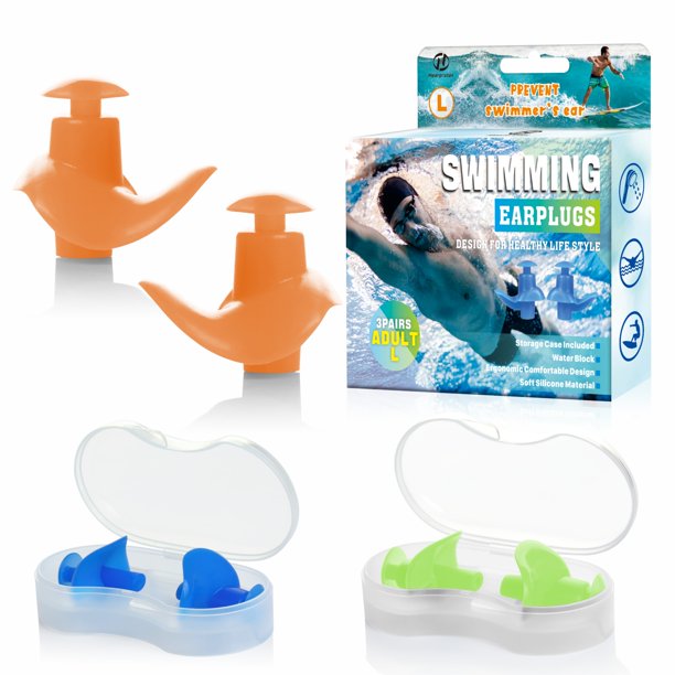 Hearprotek Swimming Earplugs , 3 Pairs, Silicone Comfortable Earbuds