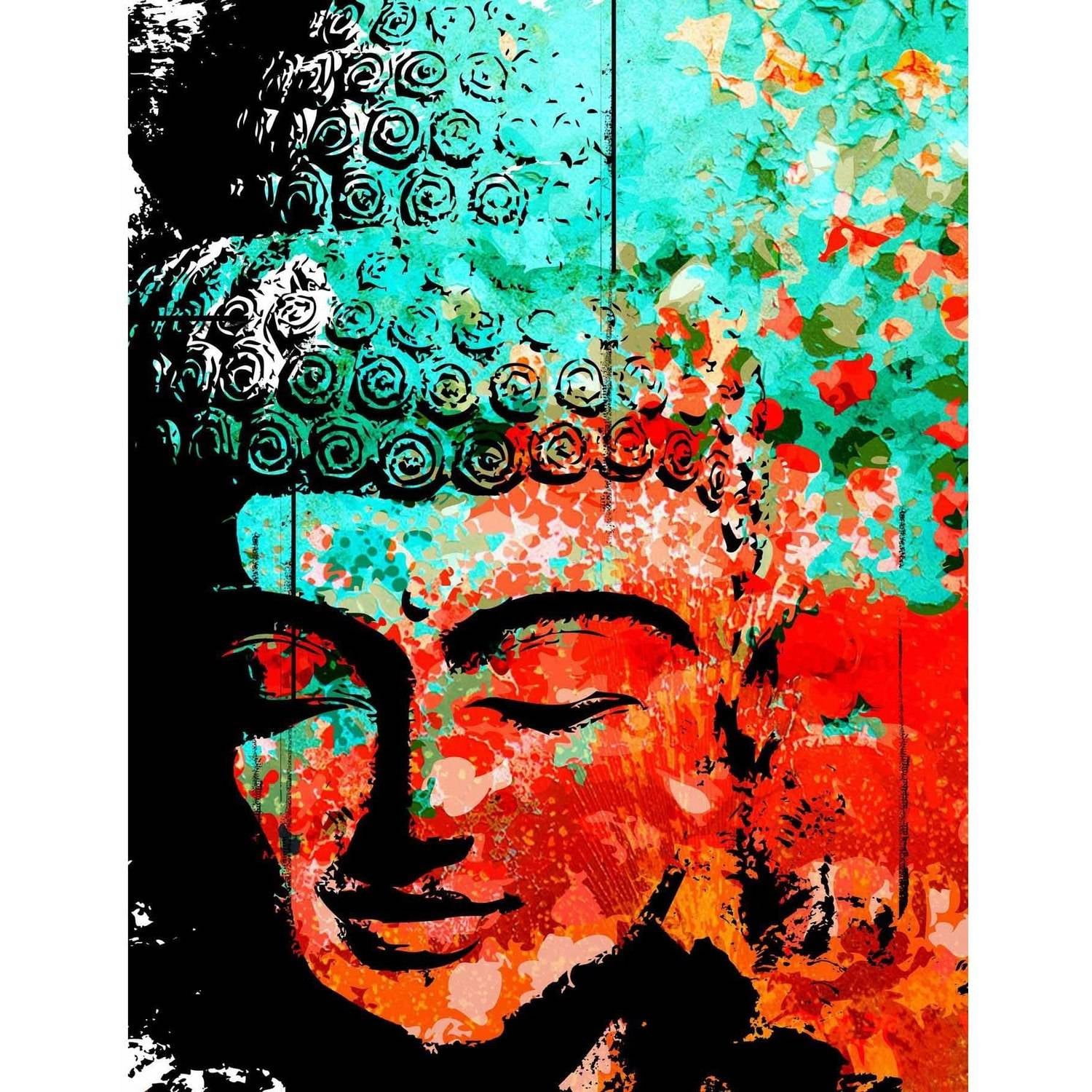 Marmont Hill "Buddha Green Red" by Rick Martin Painting Print on Wrapped Canvas