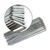 Heavy Duty 6 Inches Galvanized Garden Staples - Metal Tent Stakes and U-Shaped Pins for Sod Anchoring, Landscape Fabric, Irrigation Tubing, and Halloween Decorations (50 Pack, Silver)