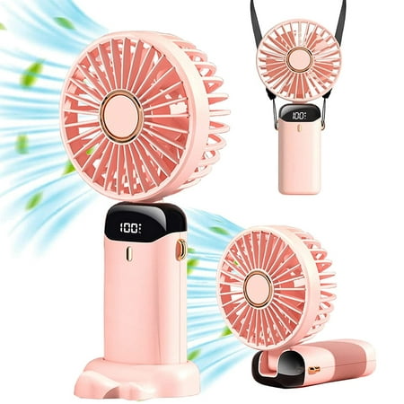 

Portable Handheld Fan Rechargeable Battery Operated Small Personal Fan Foldable Mini Desk Fan Cooling Electric Fan for Travel Outdoors Indoors pink